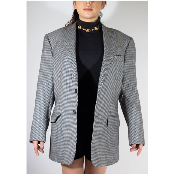 Italian cashmere houndstooth blazer - Picture 3 of 5